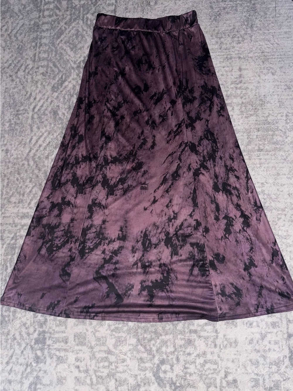 Purple Grunge Tie-Dye Midi Skirt